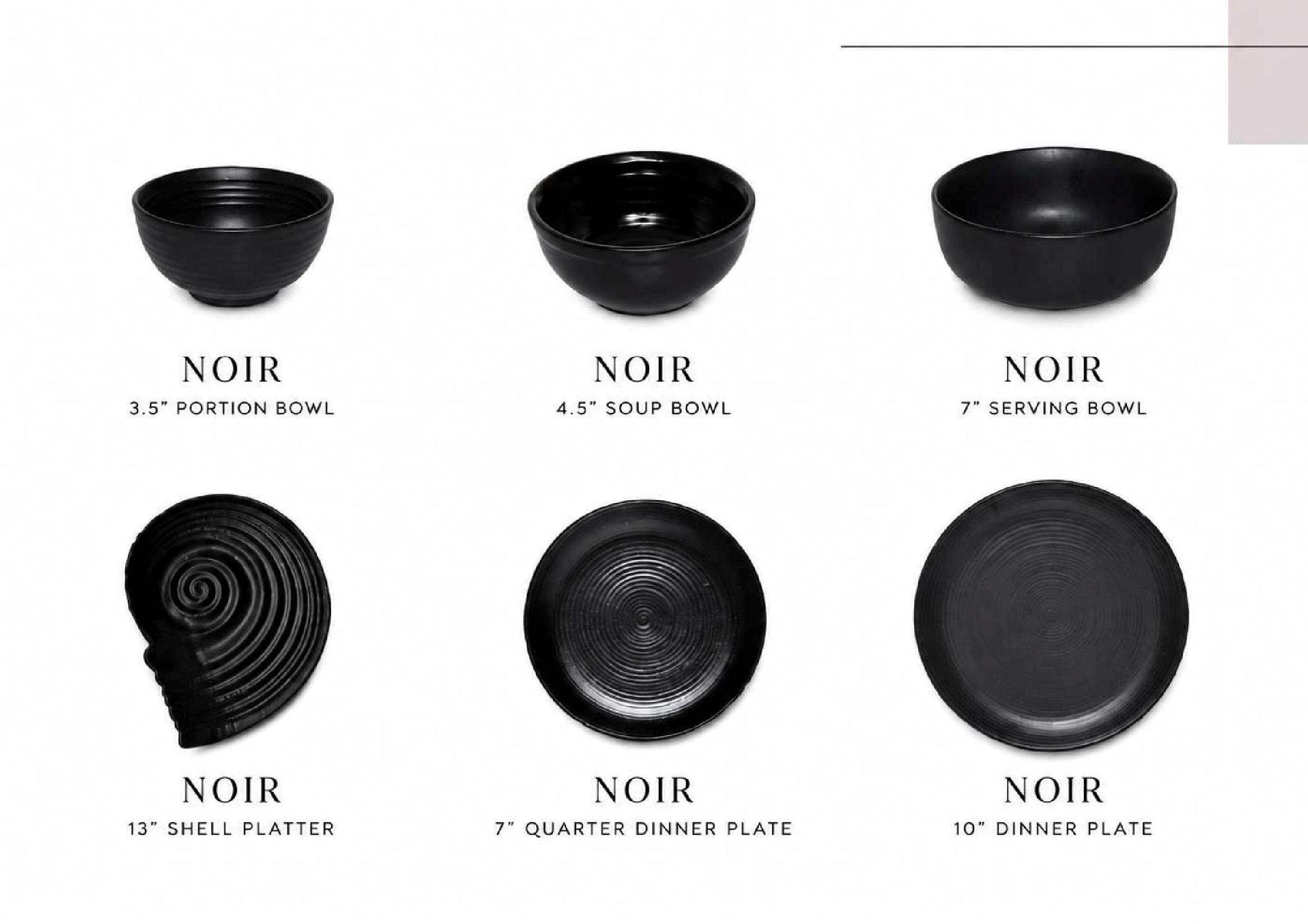 Noir Minimalist Matte Black 6-Piece Tableware Suite