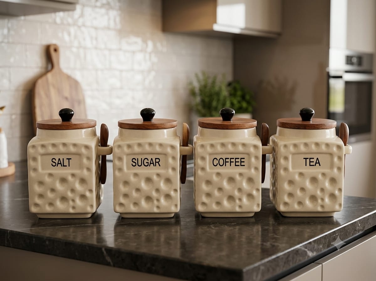 4-Piece Kitchen Canister Suite with Acacia Lids
