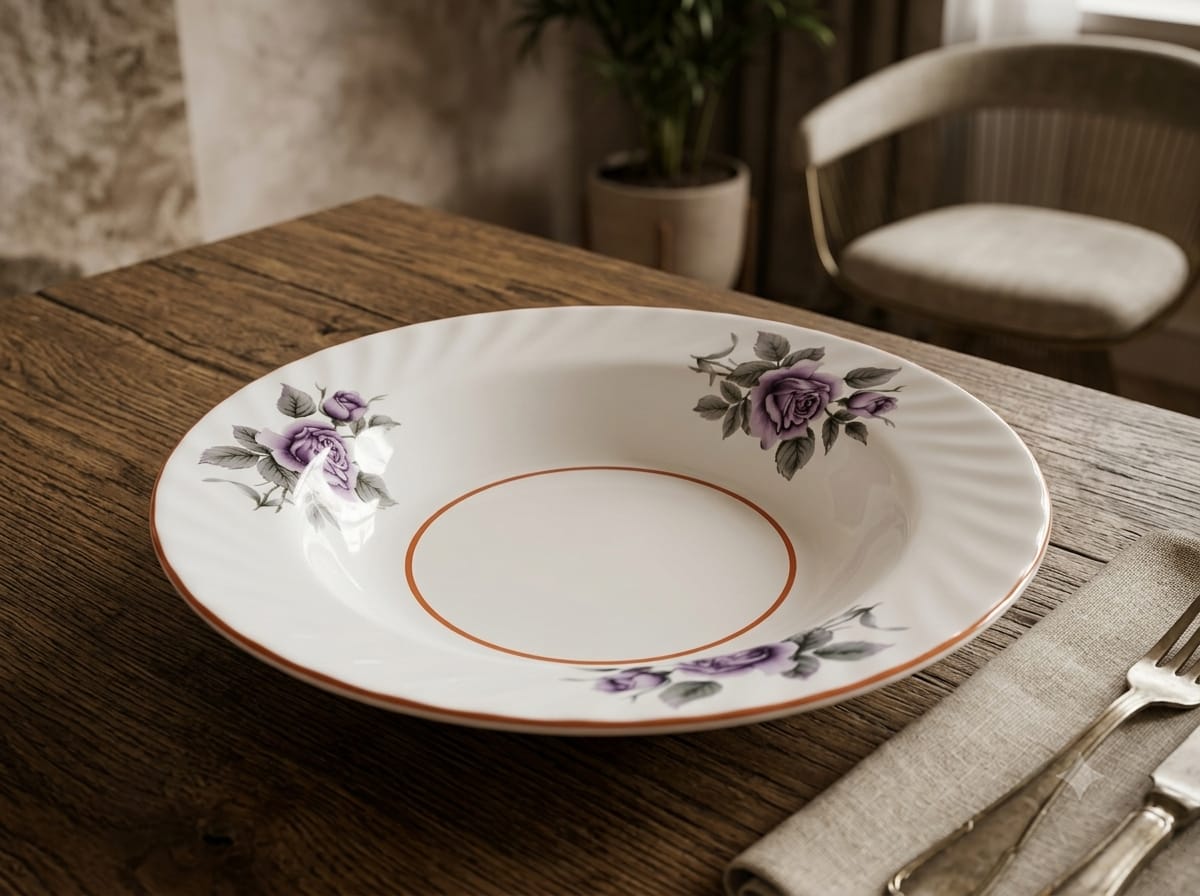 Imperial Purple Rose Broad Rim Porcelain Presentation Bowl/Charger