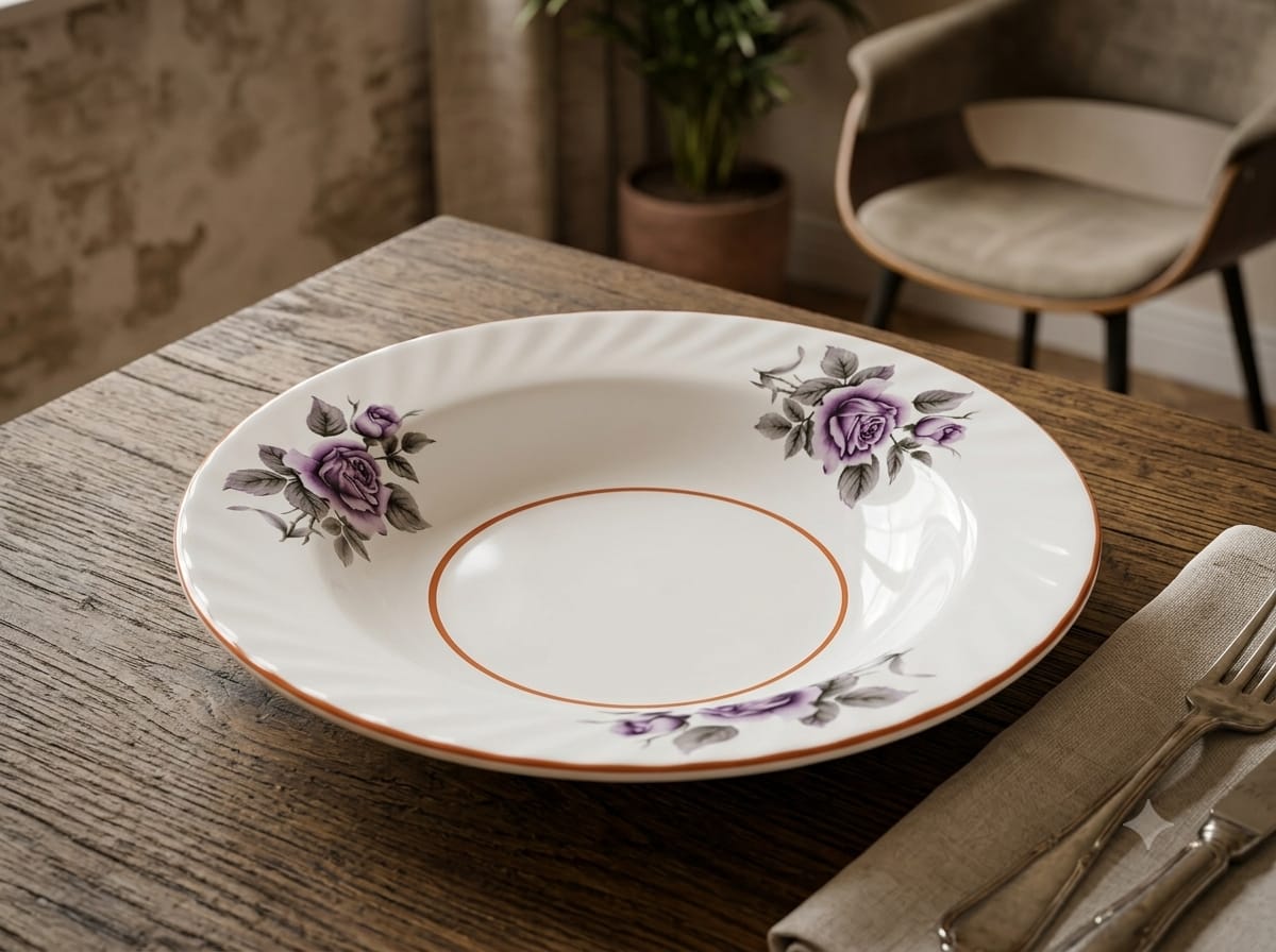 Imperial Purple Rose Fluted Pasta & Soup Plate