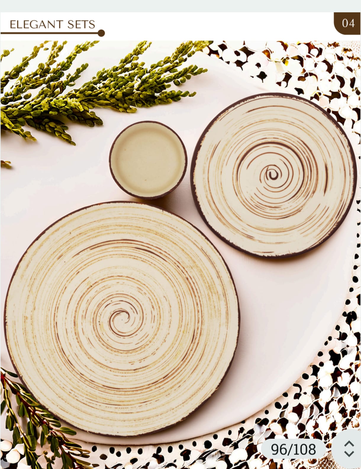 Concentric Spiral Swirl Coupe Stoneware Plate Trio