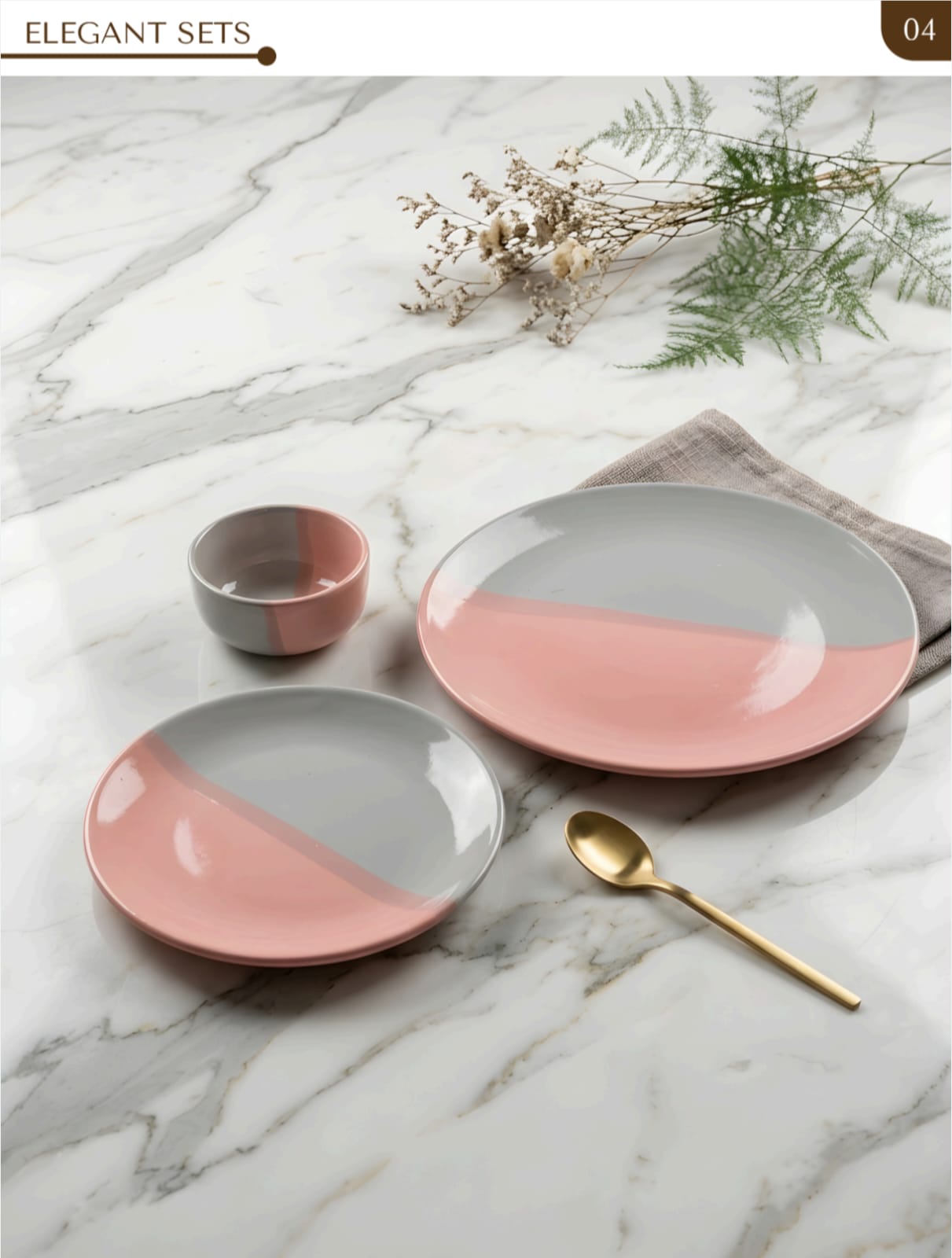 Modernist Dual-Tone Dusty Rose & Mineral Gray Plate Pair