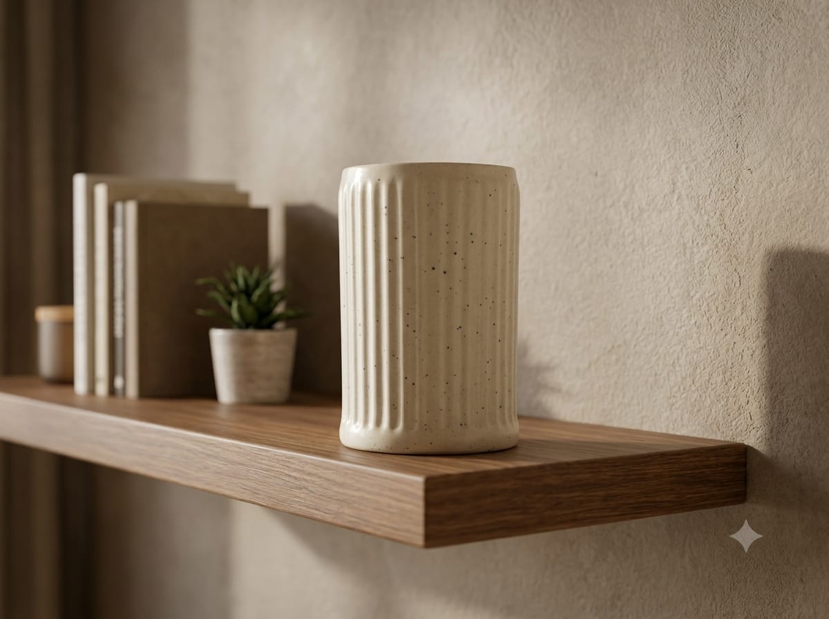 Fluted Column Ribbed Minimalist Ceramic Shelf Vase